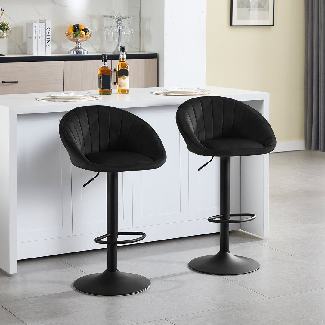 Fairmont Park Swivel Upholstered Adjustable Height Bar Stool Black 2