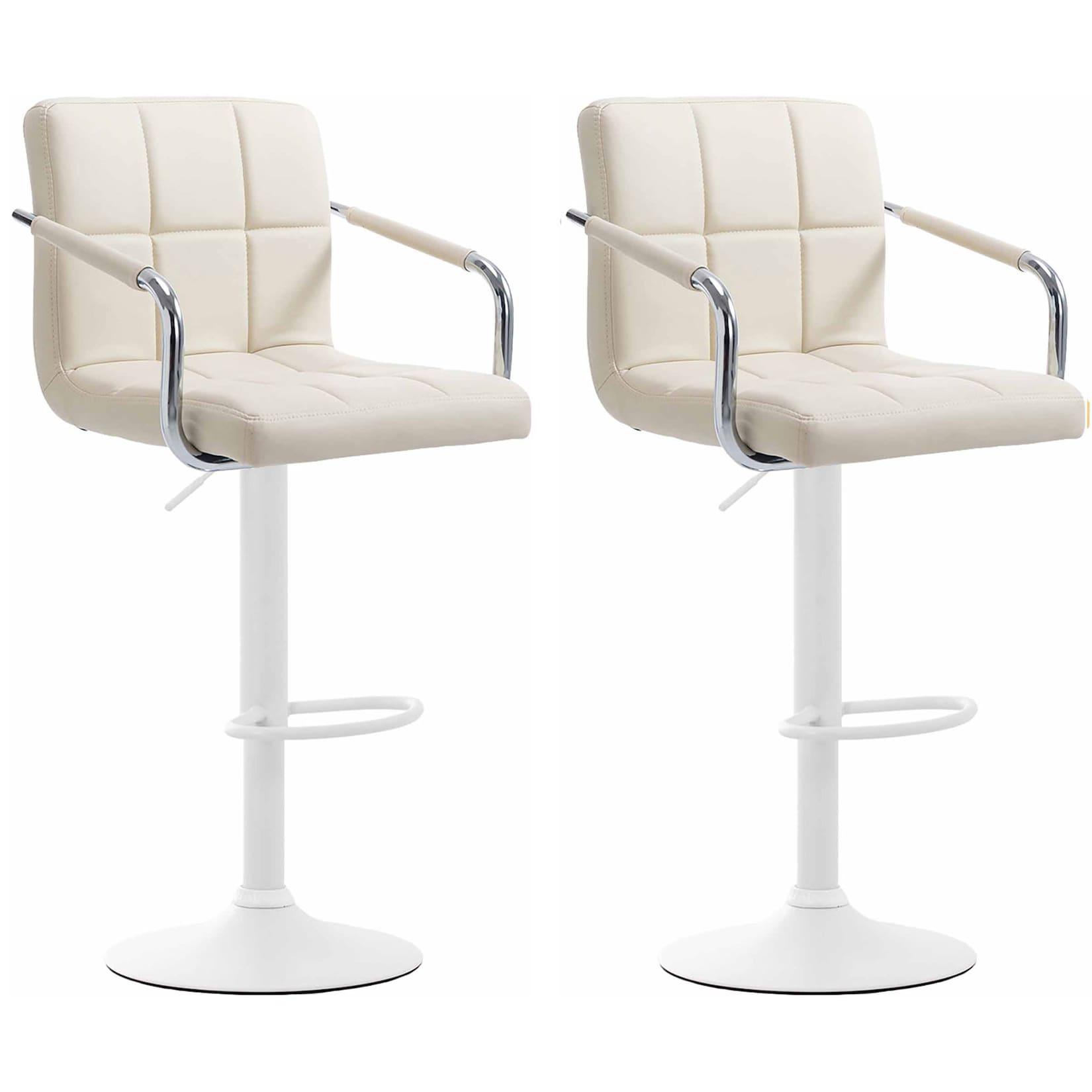 CLP 2er Set Barhocker Lucy V2 weiß - Farbe: creme, Gestellfarbe: weiß