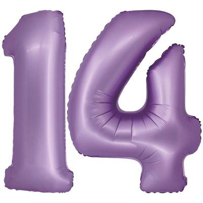 XL Folienballon lavendel Zahl 14