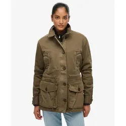 Superdry für Damen. W5011936A Braune Jacke mit verlängerter Taille (L), Lässig, Baumwolle