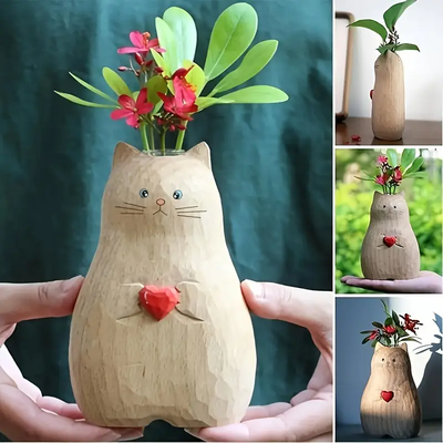 The Handy Homestead Heart Cat Propagation Vase For Hydroponic Plants And Cute Desk Decor Heart Cat Propagation Vase For Hydroponic Plants And Cute Desk Decor