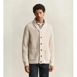 Gant für Herren. 8050331 Beiger gerippter Cardigan (M), Lässig, Baumwolle, Klassisch