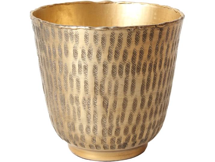 Übertopf Relief H14xD14cm gold - Material: Aluminium