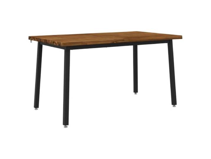LKJephalotrop Esstisch Massivholz Akazie 140x80 cm Holztisch Natur Rechteckiger Küchentisch mit Baumkante und schwarzen Stahlbeinen für Stabilität im Esszimmer oder Wohnbereich.