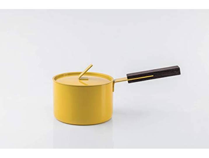 KnIndustrie Sauspot 16 cm, geel, enameled, met deksel