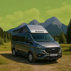 BettwarenShop Spannbetttuch für Ford Nugget Hochdach 2-teilig Nugget Hochdach | chrome - grau