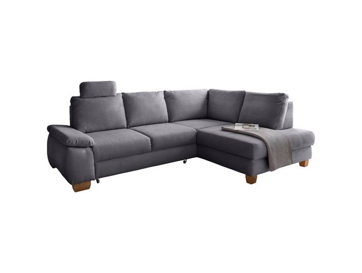 Livetastic Eckschlafsofa, Dunkelgrau, Holz, 261x206 cm, Liegefunktion, Rücken echt, Armteil links, Wohnzimmer, Sofas & Couches, Schlafsofas, Schlafsofas mit Bettkasten