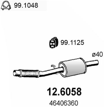 Asso Mittelschalldämpfer 126058 Für Fiat