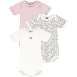 Petit Bateau 3er-Pack Bodys kurzarm Blumen, mehrfarbig | rosa, 62