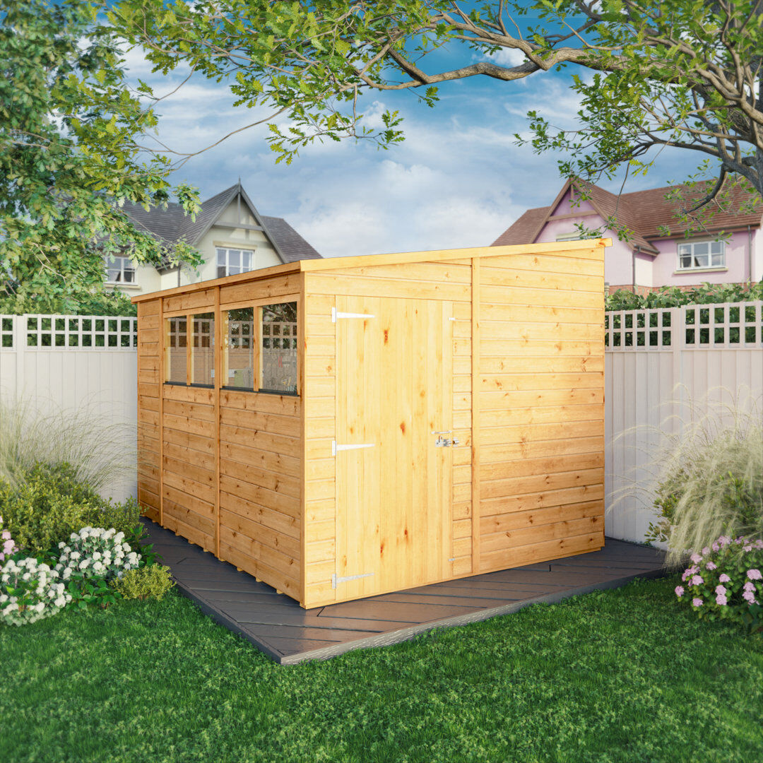 Mercia Garden Products Mercia 10 X 8 Woodsman Shiplap Pent Shed (Glass) Beige;Brown 247cm W X 314cm D X 220cm H
