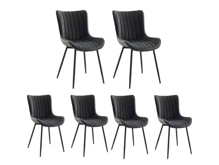 LOT DE 6 - CHAISE DE SALLE A MANGER - SALUT-Scandinave - Noir