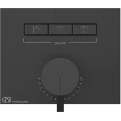 Gessi HI-FI, Fertigmontageset für 1/2 Unterputz-Einhebelmischer mit Tasten-Bedienung nur zur horizontalen Montage, 3 separate Ausgänge, 63081031, Farbe: Chrom