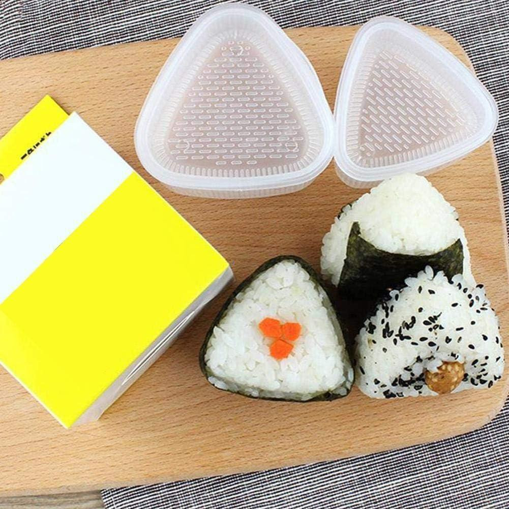 Set van 6 witte driehoekige onigiri en sushi vormen met 1 rijstlepel voor volwassenen