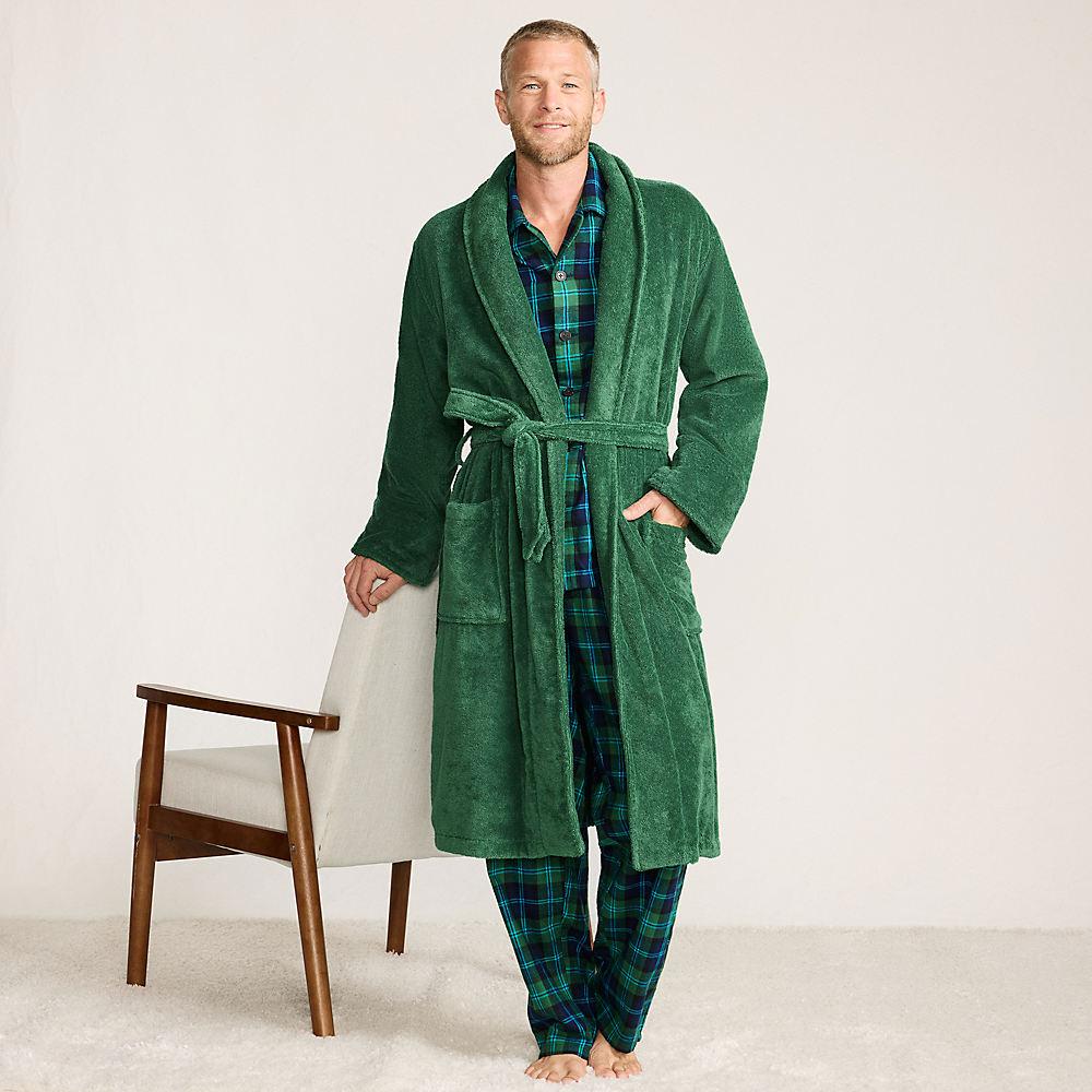 Bademantel aus türkischem Frottee für Herren, Herren, size: regular, Grün, Baumwolle, by Lands' End