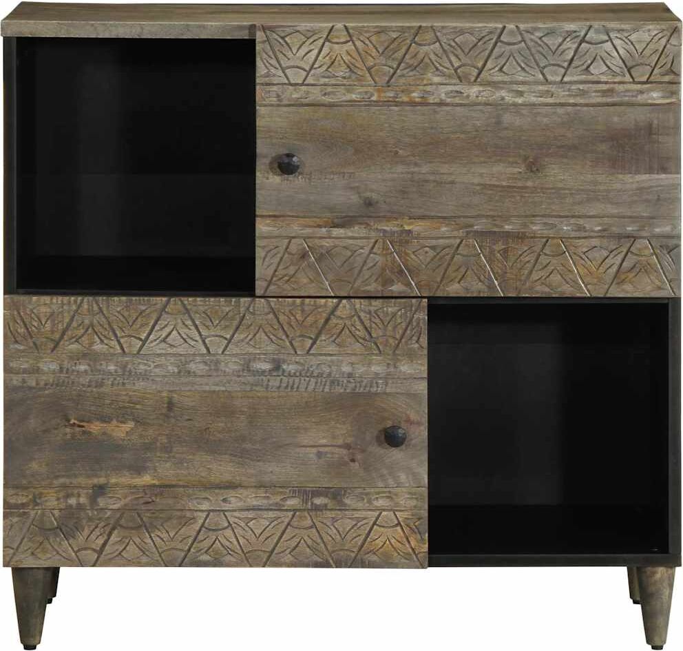 vidaXL Aparador 80x33x75 cm madera maciza mango Negro