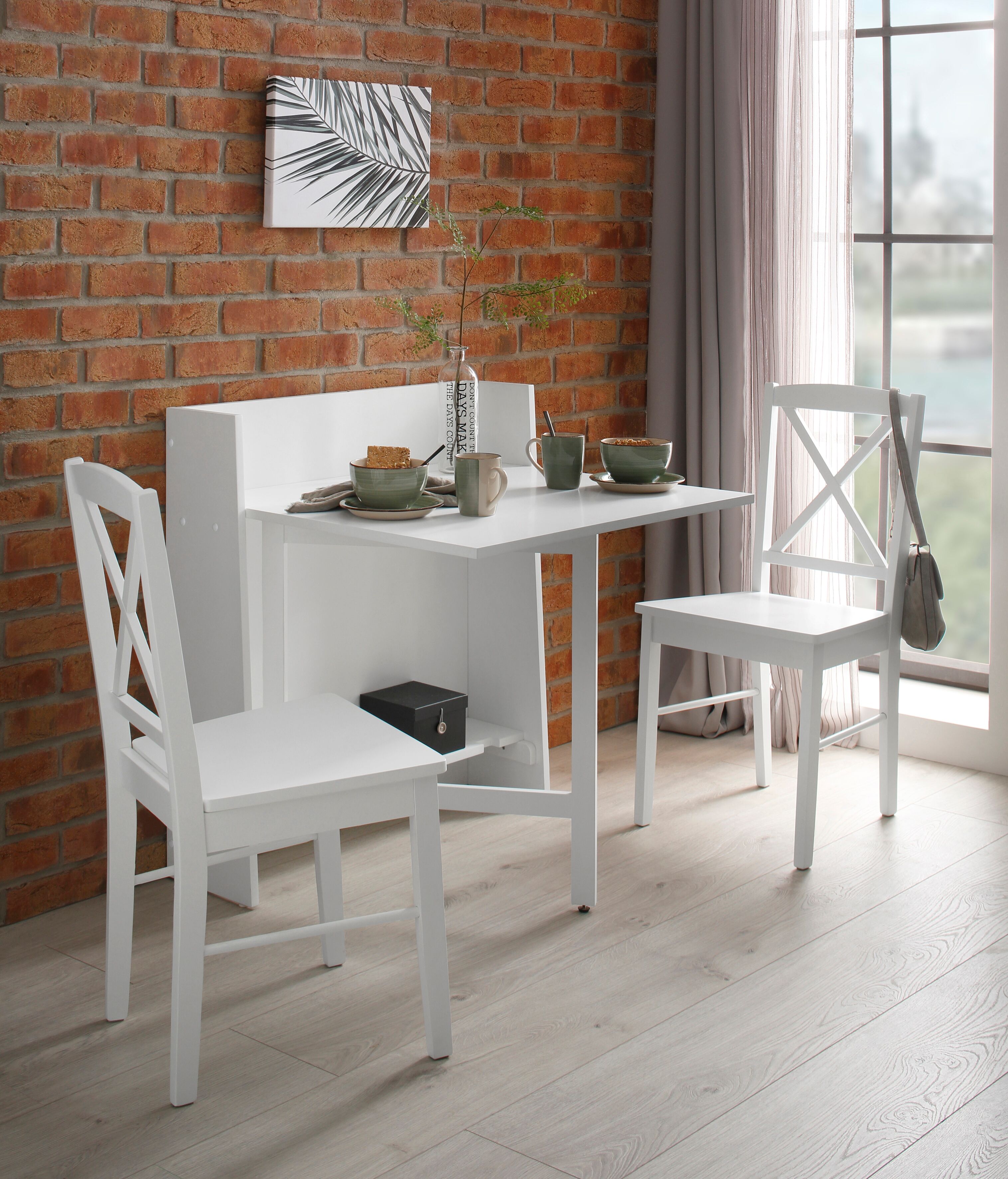 Klapptisch GOODPRODUCT "Dinant", weiss (weiß, weiß, weiß), B:84cm T:76cm, Tische, Klapptisch, im Landhaus-Stil gehalten, platzsparend, einklappbar, Breite 84 cm weiß, weiß, weiß B/H/T: 84cm x 76cm