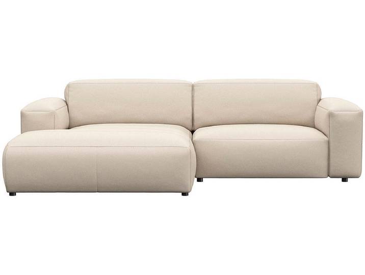 Ecksofa, Echtleder, Weiß, 257×171 cm, Chaiselongue Rechts/Links, Modern, FLEXLUX