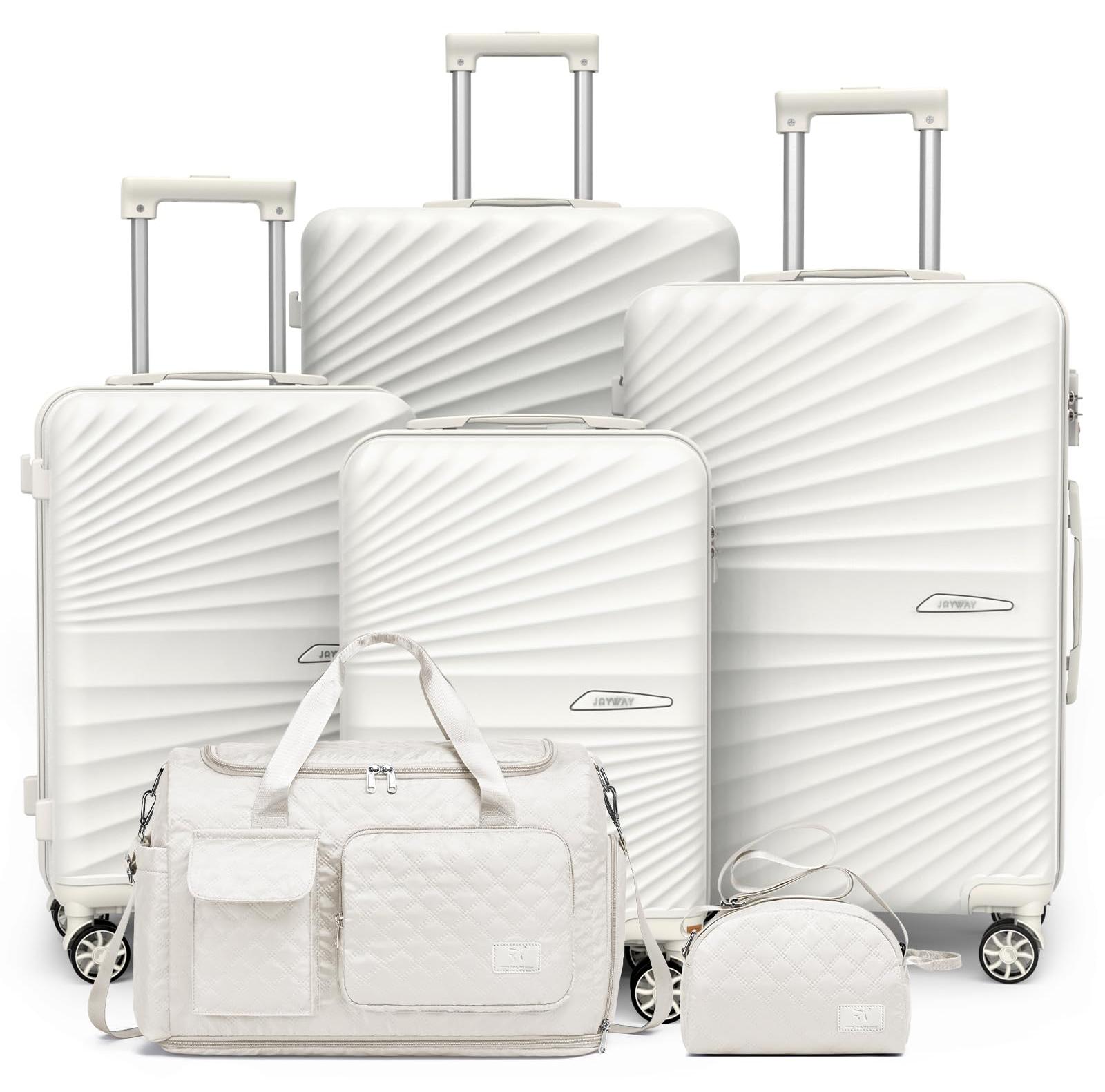 Koffer-Set Reisekoffer-Set Trolley-Set - Hartschale - 6-teilig - TSA-Schloss - 4 Rollen - Weiß