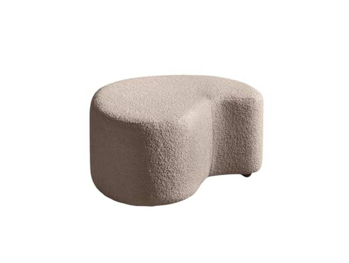 MIUFORM Pouf Hocker ǀ MIUF Sitzpouf ǀ Sitzhocker Fußbank Polsterhocker Wohnzimmer Schlafzimmer Vorzimmer Ankleidezimmer ǀ 68 x 64 x 36 cm ǀ Bouclé-Stoff (Latte)