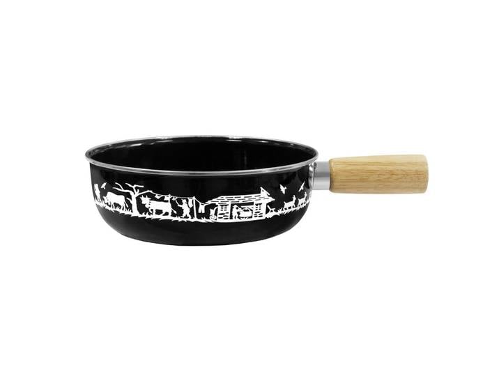 Heidi Cheese Line Fonduepfanne, Schwarz, Weiss, Metall, 2 l, rund, rostfrei, geschmacksneutral, Tischgrills & Fondues, Fondue-Sets