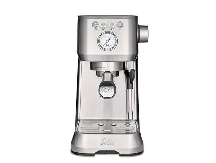 Solis Barista Perfetta Plus Espressomaschine, Silber Halbautomatisch, Mit Milchschäumer, Programmierbar, Abnehmbarer Wassertank, Heißwasser- und Dampffunktion