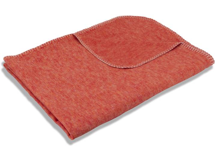 Wohndecke SETEX Kuscheldecke , orange, B:75cm L:120cm, Baumwolle, Polyester, Wohndecken, Wohndecke, mit Ziernaht in Melange-Optik, Kuscheldecke