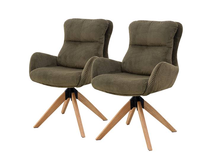 Drehbarer Armlehnenstuhl SPATZ 2er-Set 60 x 91 x 72cm Grün/Khaki