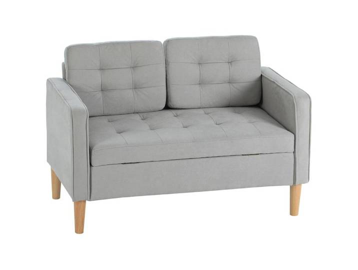 Canapé droit coloris gris pour salon assise rembourrée et dossier confortable