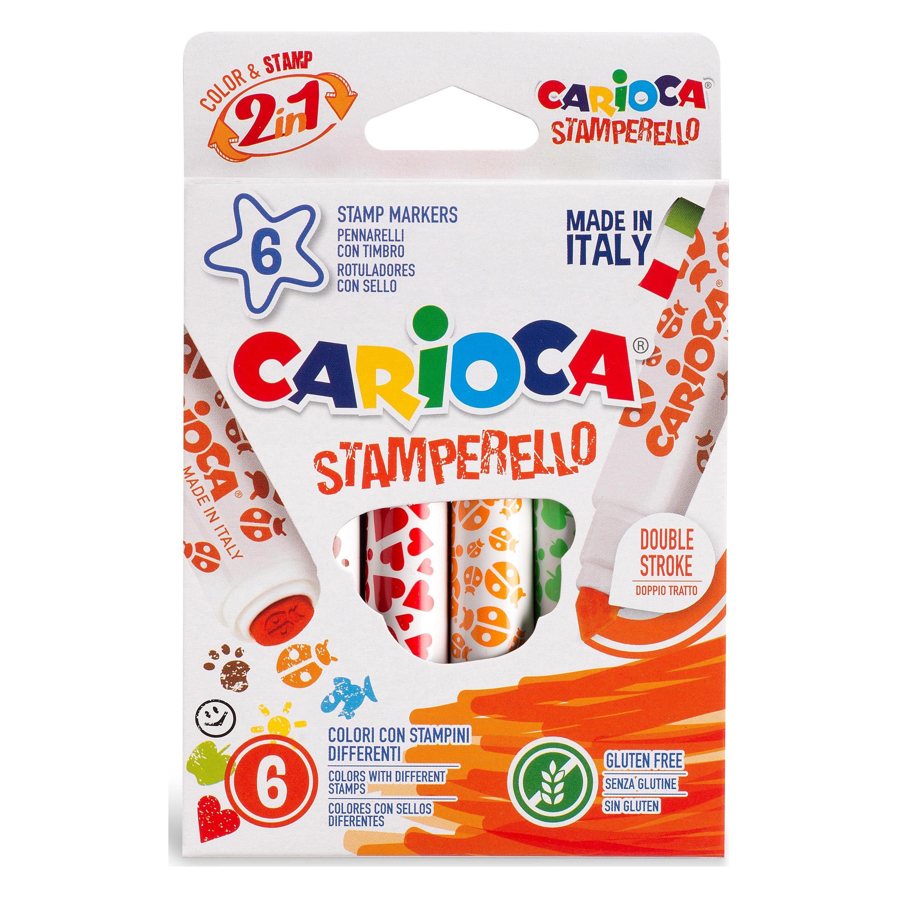 Carioca Fasermaler inkl. Stempel Stamperell (6x) (42279)
