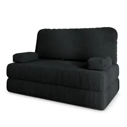 BETTSOFA KESTE aus Schaumstoff Bucle-Stoff Schwarz Schlaffunktion