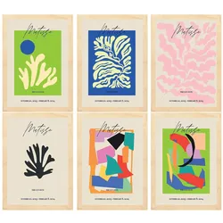 POSTER Set Mit 6 Illustrationen Von Henri Matisse A3 Rahmen Aus Hellem Holz