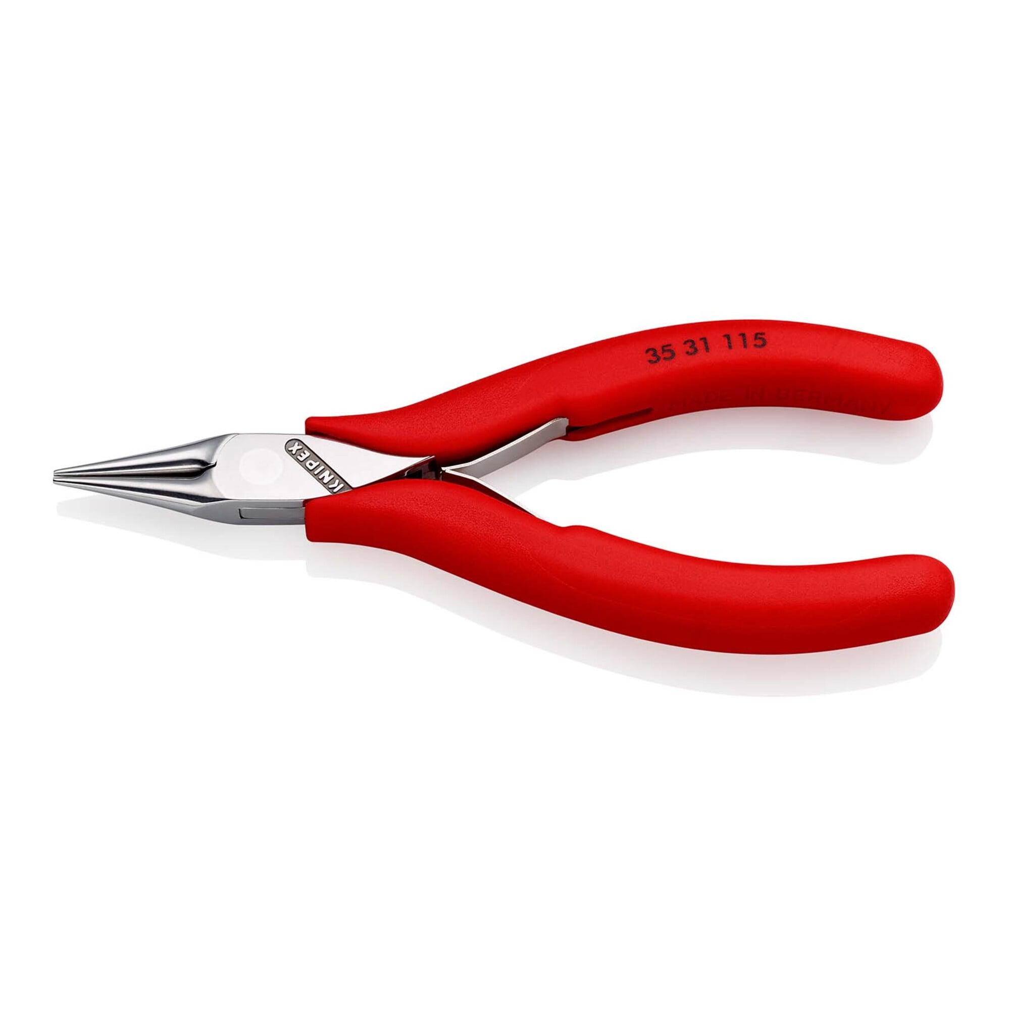 KNIPEX 35 31 115 Elektronik-Greifzange mit durchgestecktem Gelenk mit rutschhemmenden Kunststoff-Hüllen 115 mm)