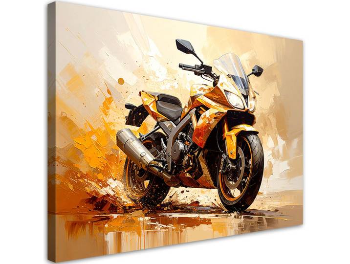 Feeby Leinwandbild Motorrad Sportmotorrad 90x60cm, Beige, Fahrzeuge, Rechteckig, 90x60 cm, Bilder & Rahmen, Bilder, Leinwandbilder