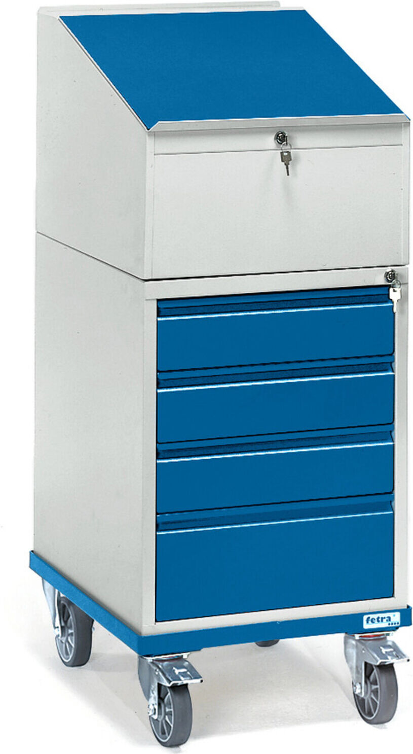 fetra Rollschrank mit Schreibpult 2449 mit 4 Schubladen)