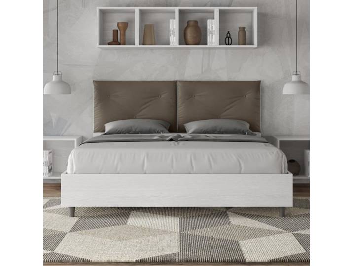 Lit double Egos Appia 160x190 avec sommier à lattes - Egos - Marron - Contemporain - Design
