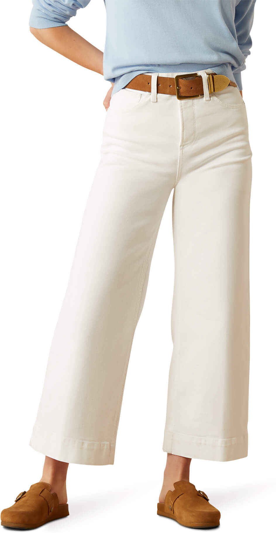 Women's Ultra High Rise Countryside Wide Leg Crop Jeans in White, Size: 27 Regular by Ariat