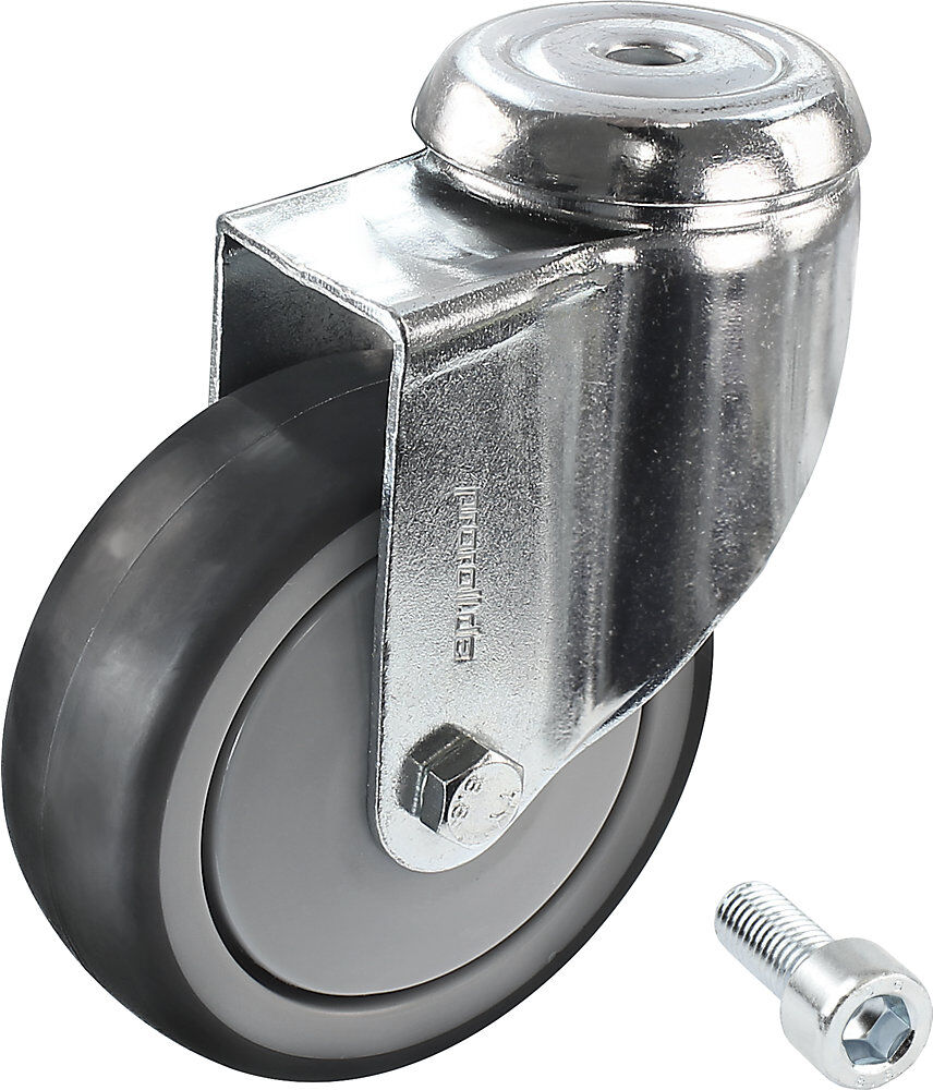 Gummireifen, thermoplastisch, mit Gewindestift, Rad-Ø x Breite 75 x 25 mm, Lenkrolle Proroll