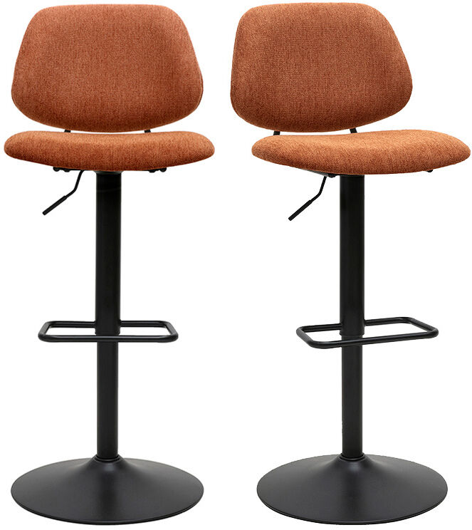 Miliboo Barhocker im Design-Stil mit Stoffbezug in Samt-Optik Burnt Earth und schwarzem Metall BARNET (2er Set)