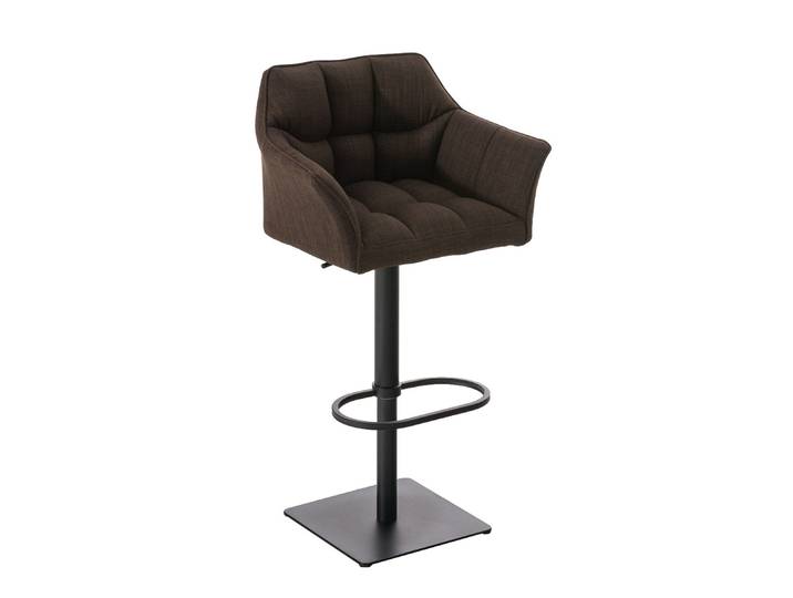 TPFLiving Barhocker Damaskus Gestell schwarz Stoff - Braun