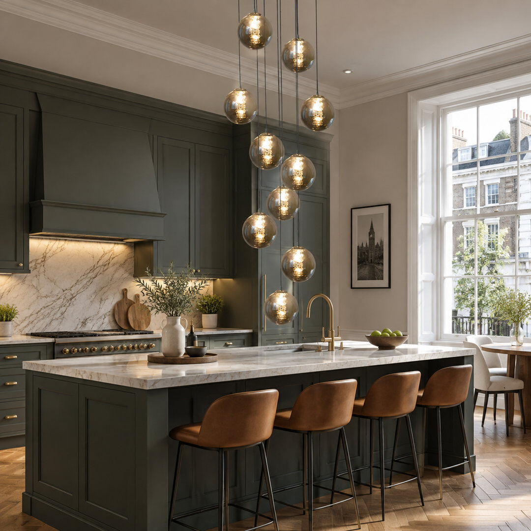 George Oliver 6/10-Light Glass Cluster Pendant Grey