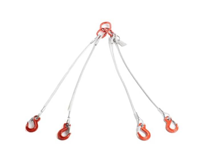 Alfa Logistik Drahtseilgehänge 4-Strang mit Ösen-Haken, 14mm x 8m - Hochfest Drahtseil mit Unlösbar Verpresste Ösenhaken