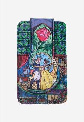 Women's Disney Beauty and the Beast Bell Card Holder Wallet Button Snap Closure Slim by Disney in Blue (Size ONE SIZE)