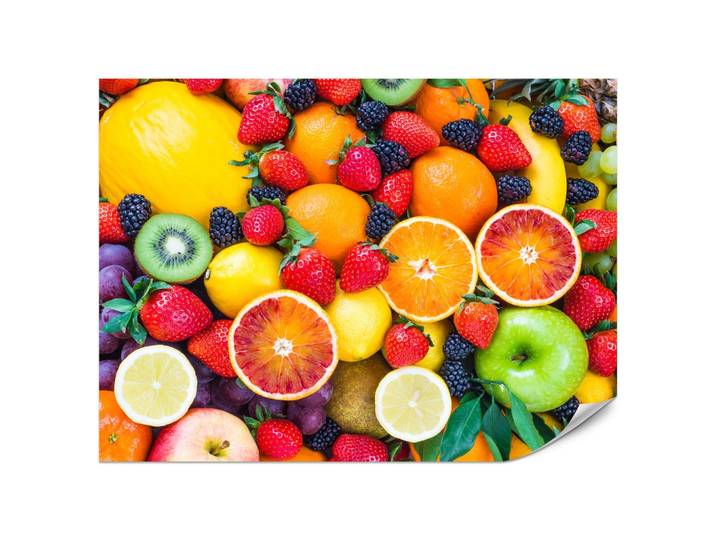FOTOTAPETE für Küche Frische Früchte Erdbeeren Orangen Zitronen Farbenfroh 200x140