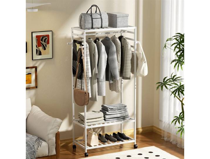 Portant à vêtements - UNHO - UNHO - Bambou - Blanc - 164 cm