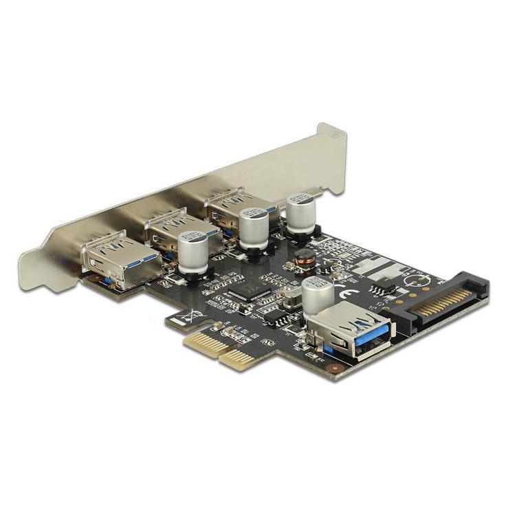 Delock PCIe USB 3.0 3x extern 1x intern LP SATA Power VIA (89301)