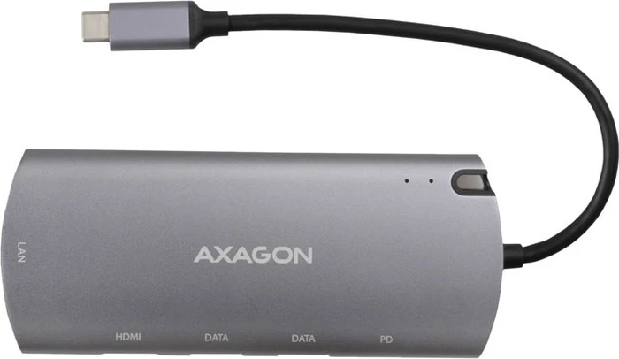 AXAGON HMC-6M2 6in1 Combo Hub, USB-C 5Gbps, 2x USB-A, USB-C, HDMI 4k/30Hz, RJ-45, M.2 SATA, PD 100W