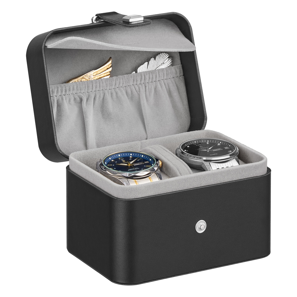 SONGMICS Uhrenbox mit zwei Fächern und weichem Innenfutter JWB029GD01