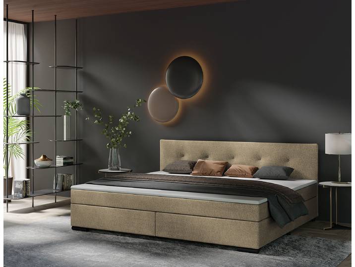 Boxspring-/Familienbett Rheem Typ A 240 x 200cm Webstoff Mavie Beige