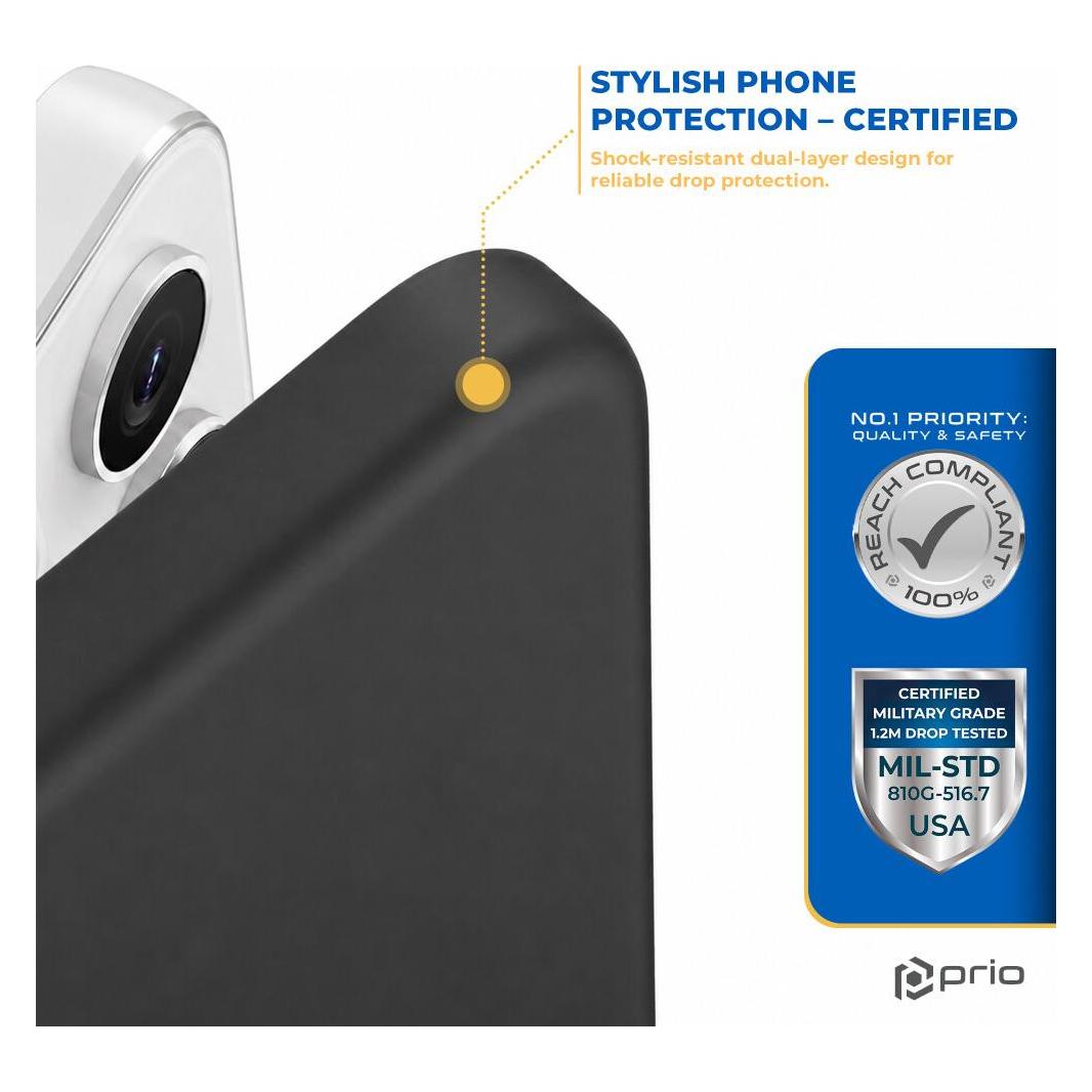 prio Flüssigsilikonhülle MAG für iPhone 17e schwarz (Apple iPhone 16e, Apple iPhone 17e) (PSC-1228)