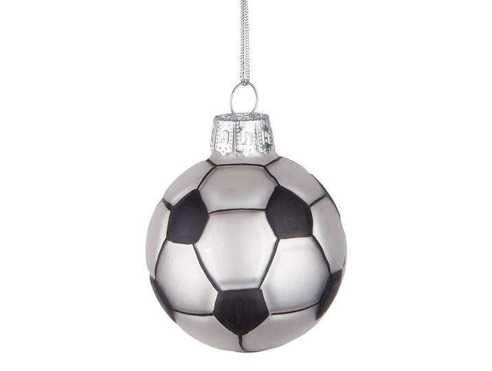 Ornement en verre Football Ø 6cm Blanc/Noir